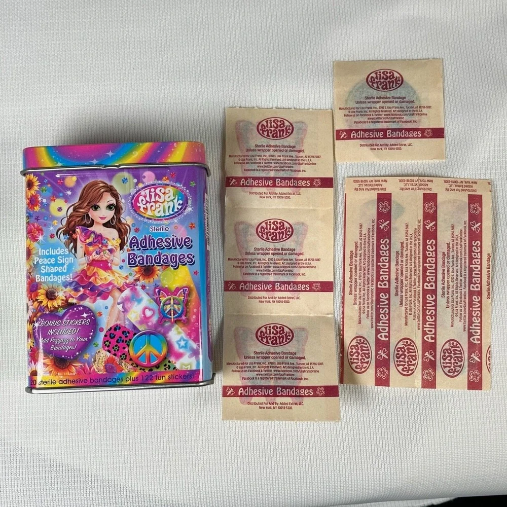 Lisa‎ Frank Girl Adhesive Bandages Rainbow Metal Tin OS Y2K Nostalgia Retro